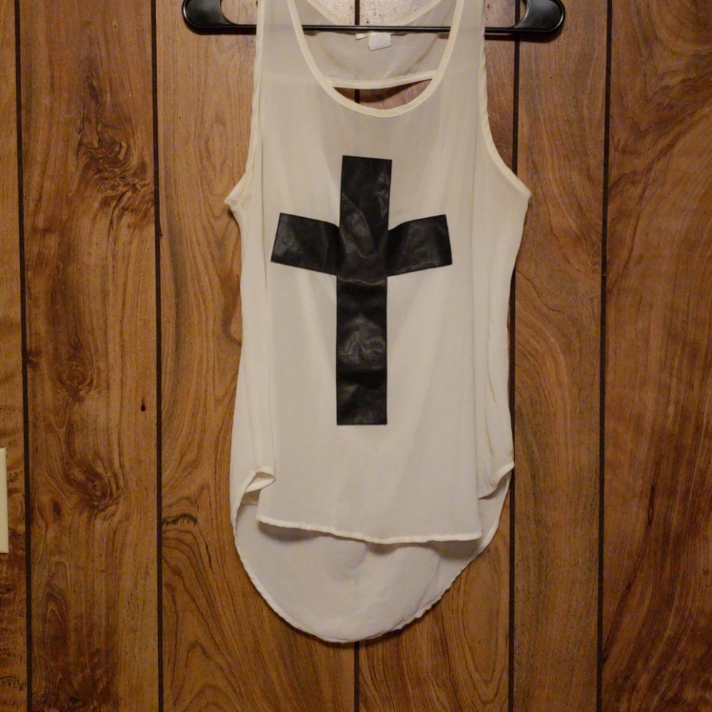 Chiffon tank with cross